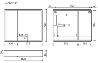 Зеркальный шкаф с LED подсветкой Sancos Mirror MI90ECH 89см дуб чарльстон